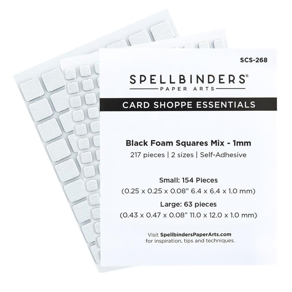 Spellbinders Card Shoppe Essentials Foam Squares Mix, Black, 1mm