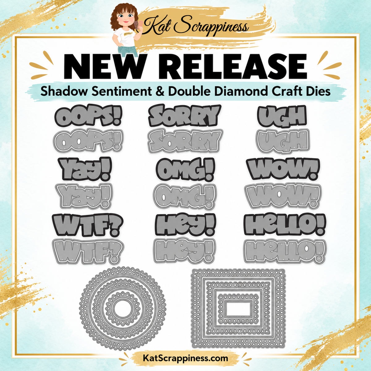 New Chunky Shadow Sentiment & Double Diamond Craft Dies from Kat Scrappiness
