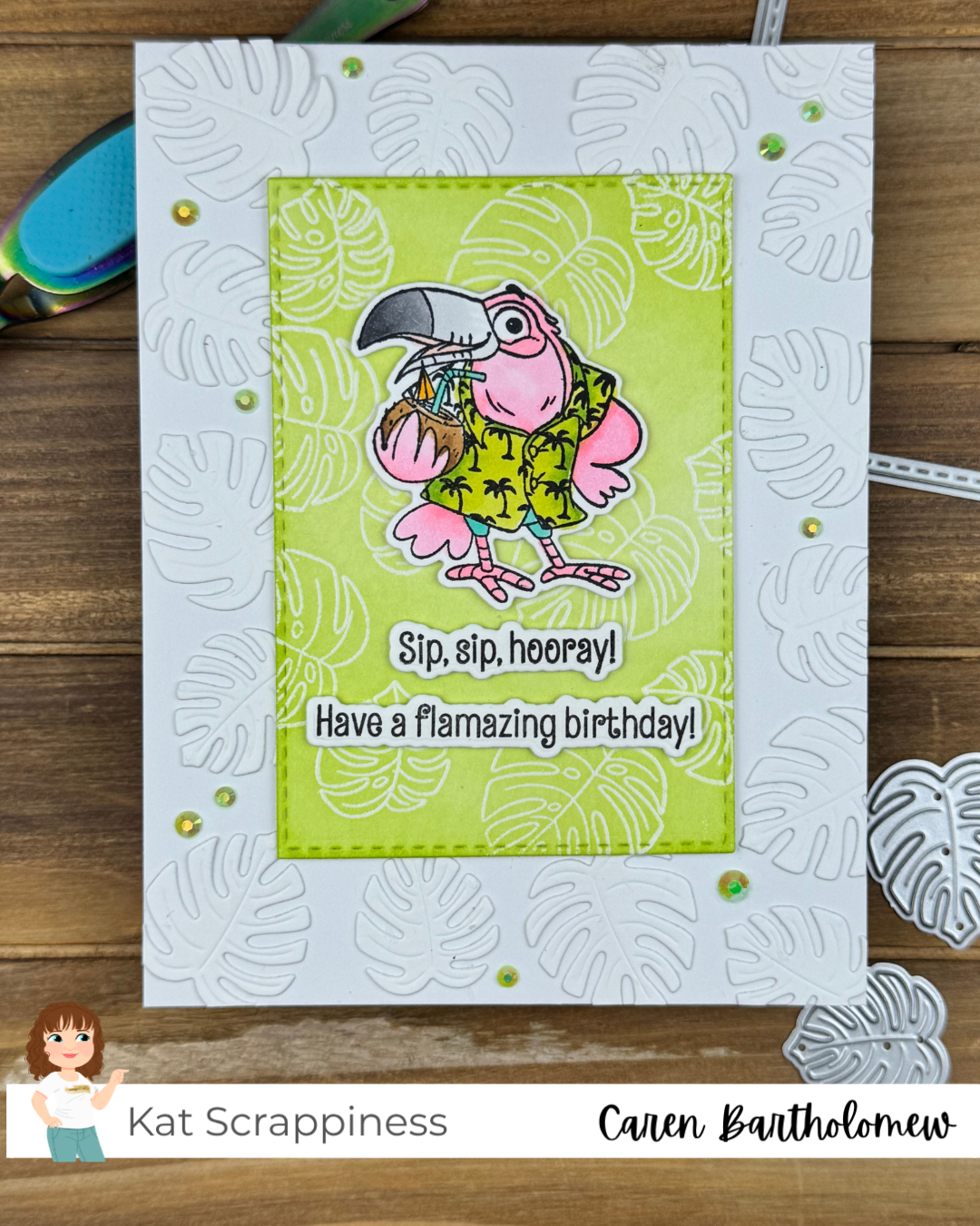 Sip, Sip, Hooray! Tropical Flamingo Birthday Card
