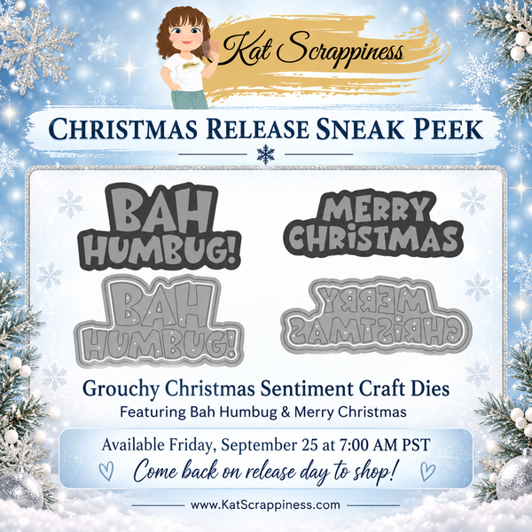 Christmas Release Sneak Peek: Grouchy Bah Humbug Shadow Sentiment Craft Die and Grouchy Merry Christmas Shadow Sentiment Craft Die
