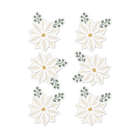 Rosie's Studio Sleigh Bells Ring Gold Poinsettias Dimensional Acetate Stickers