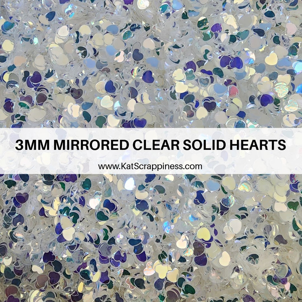 3mm Mirrored Clear Heart Sequins