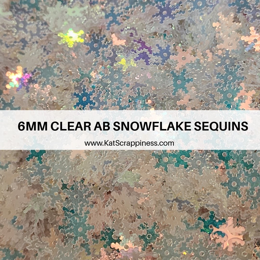 6mm Clear AB Snowflake Sequins - Kat Scrappiness