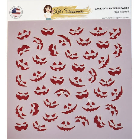 Jack-o'-lantern Faces 6x6 Stencil -