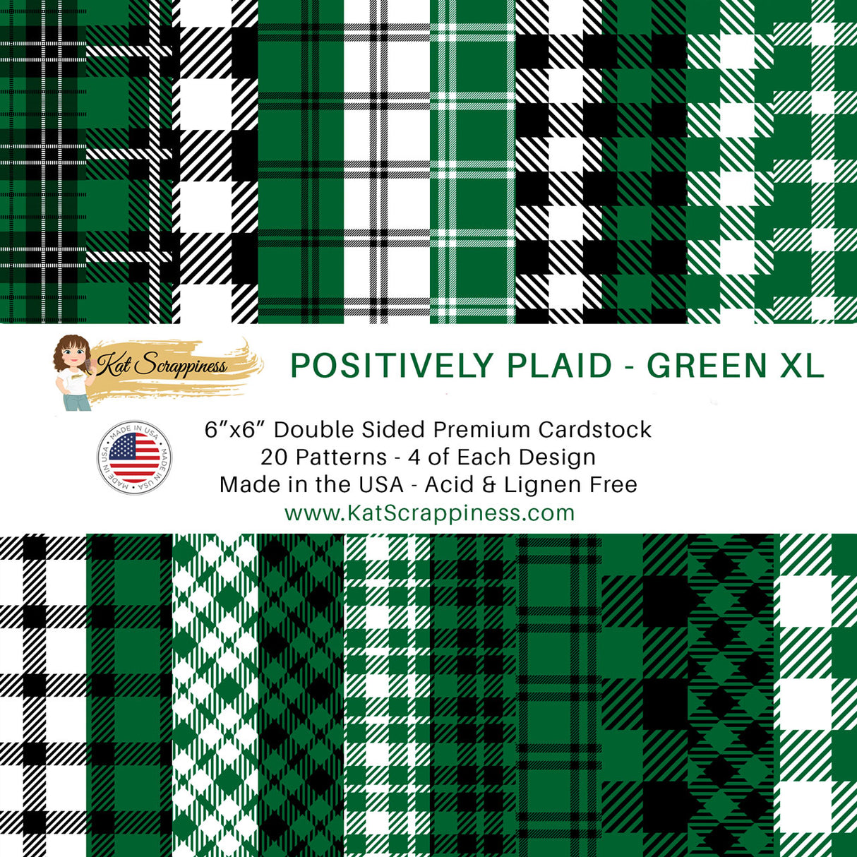 Positively Plaid 6x6 XL Paper Pack - Green