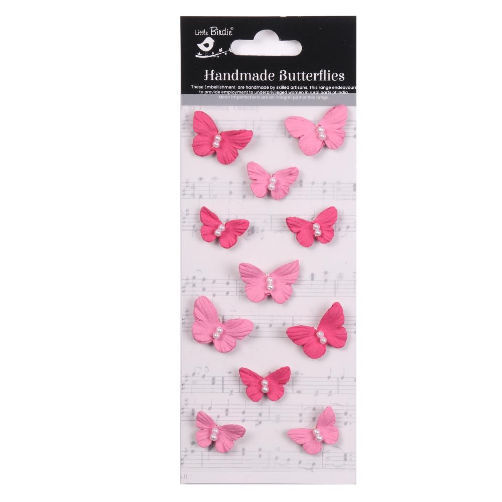 Precious Pink Pearl Butterflies Handmade Embellishment Stickers
