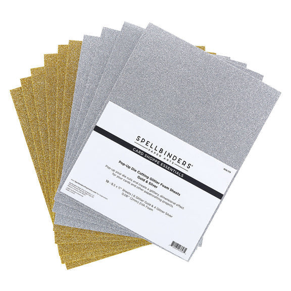 Spellbinders Glitter Foam Sheets 8.5X11 10/Pkg-Gold & Silver