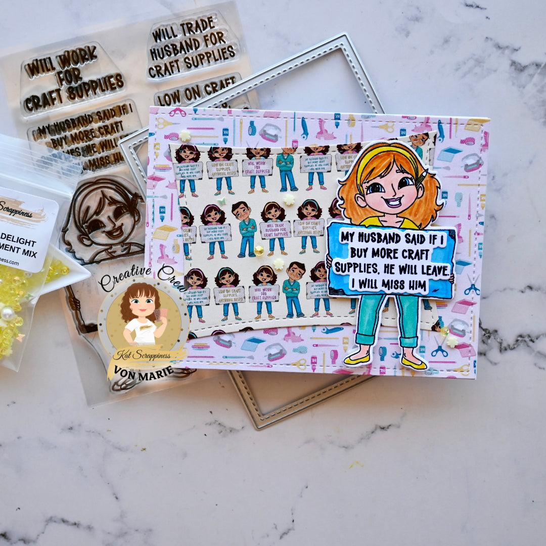 Will Work for Craft Supplies Stamp Set