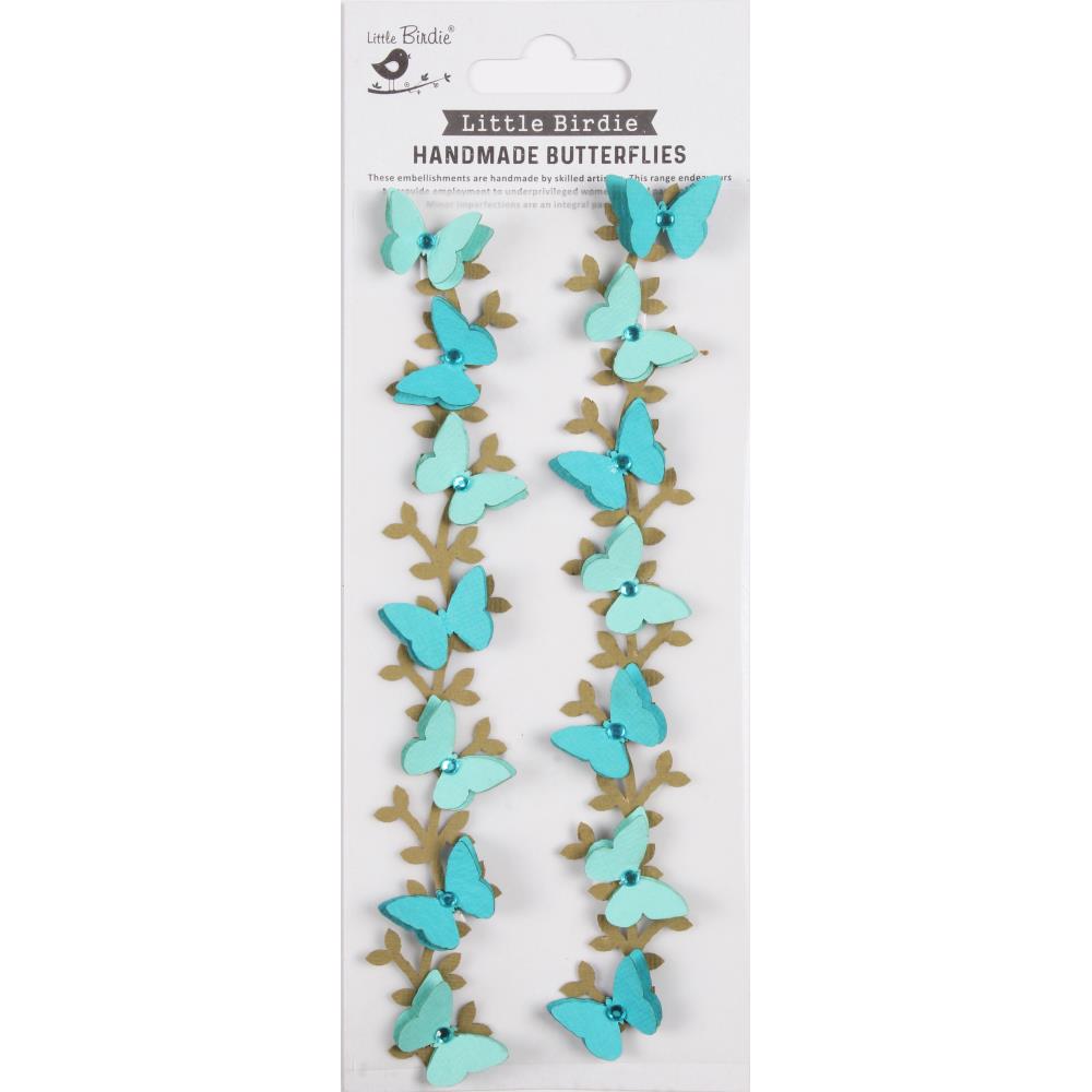 Off Blue Jewel Butterfly Vine Handmade Embellishment Stickers
