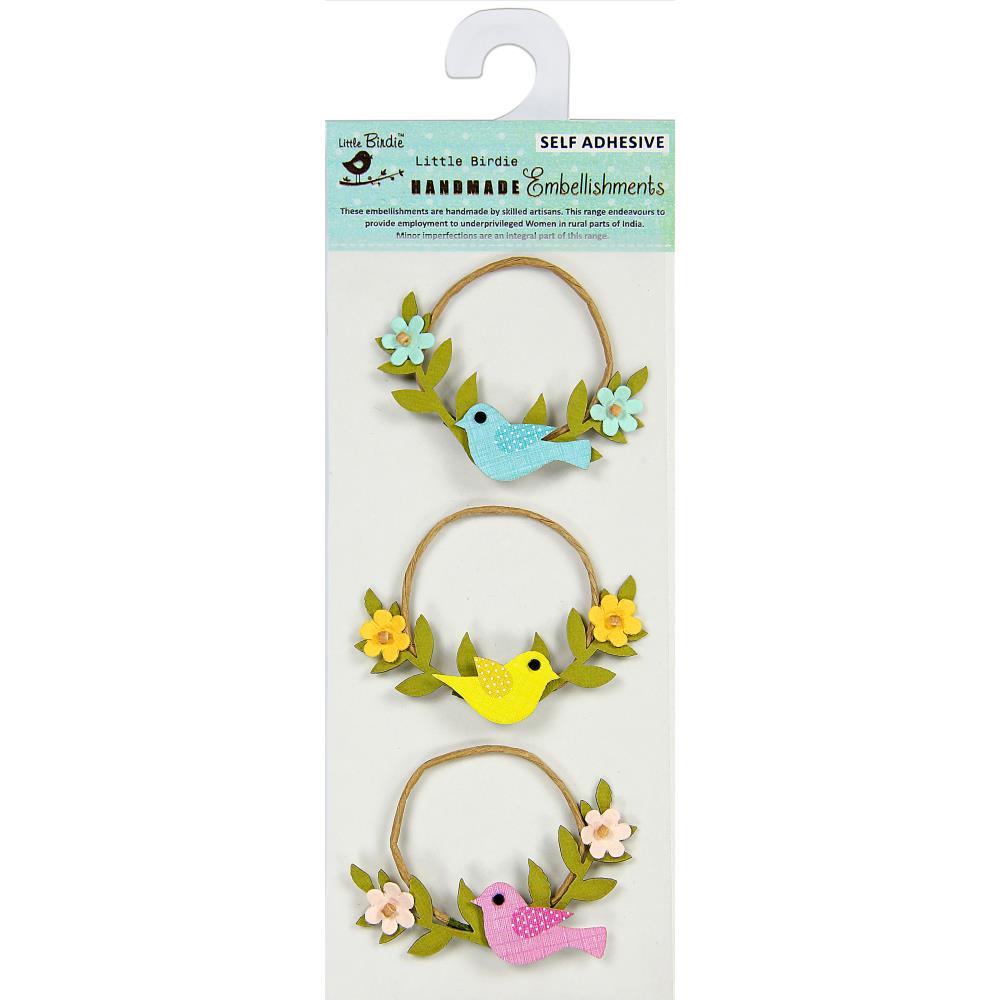 Birds & Blooms Handmade Embellishment Stickers 3/Pkg