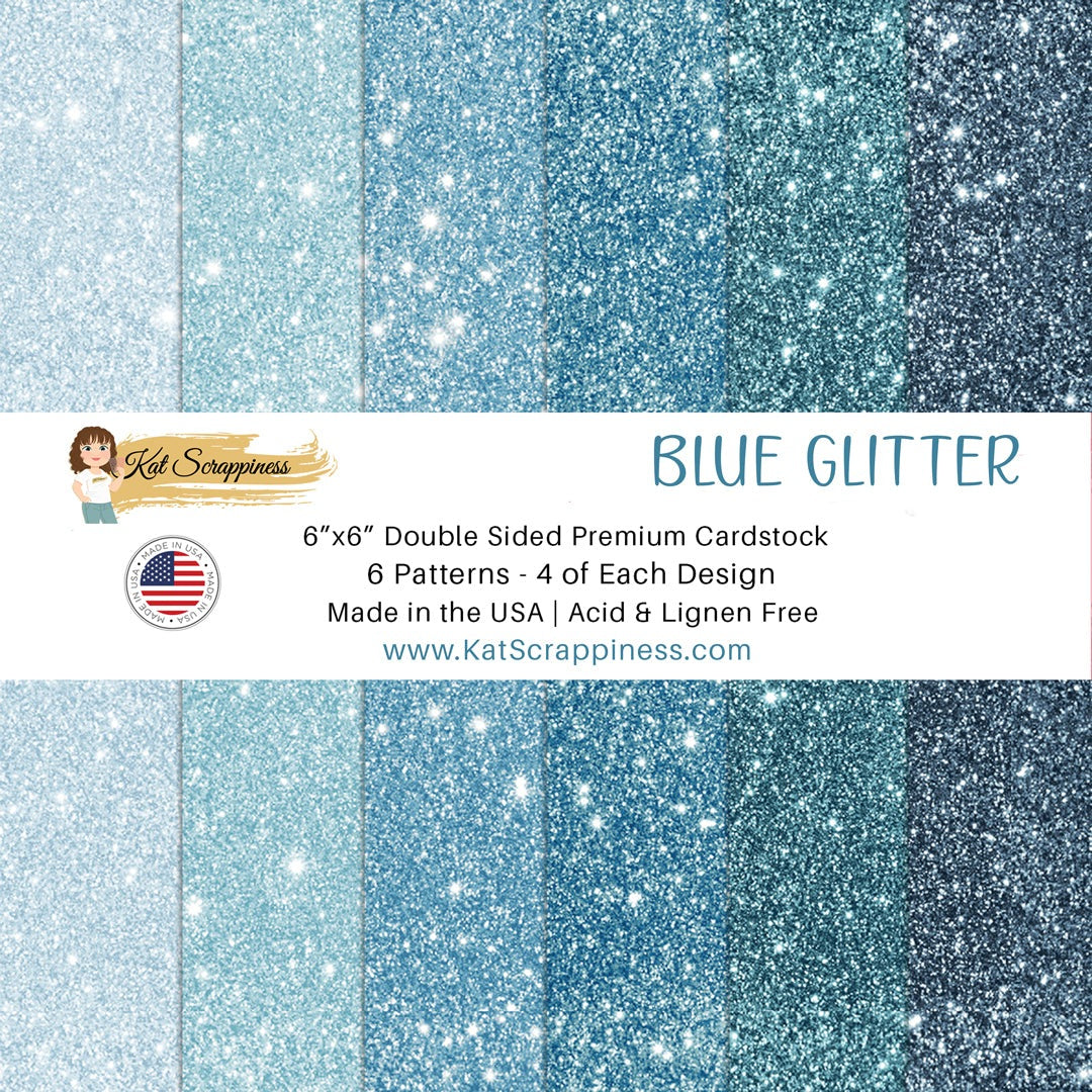 Blue Faux Glitter 6x6 Paper Pad