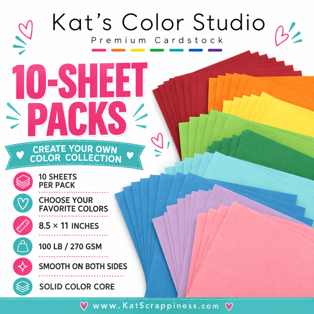 Kat’s Color Studio Premium Cardstock - 10 pack *NEW COLORS ADDED!*