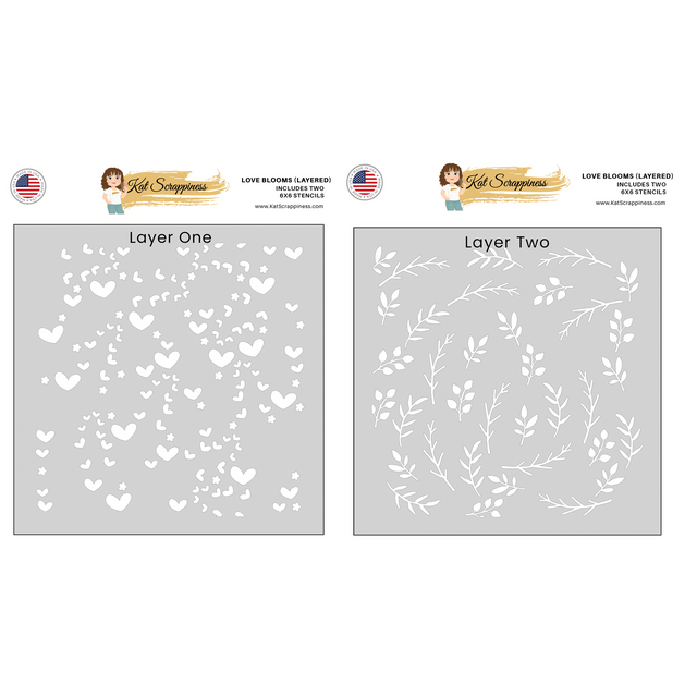Love Blooms Layered 6x6 Stencils - 2pk