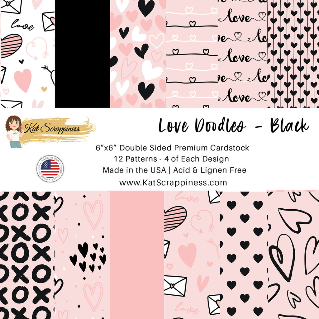 Love Doodles Black 6x6 Paper Pad