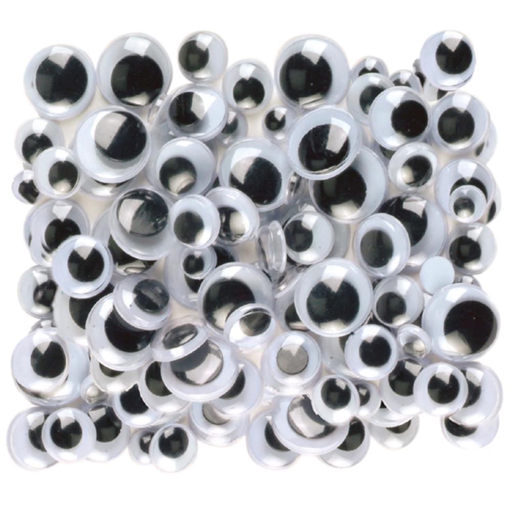 Peel & Stick Wiggle Eyes Assorted 7mm To 15mm - 100/Pkg - Kat Scrappiness
