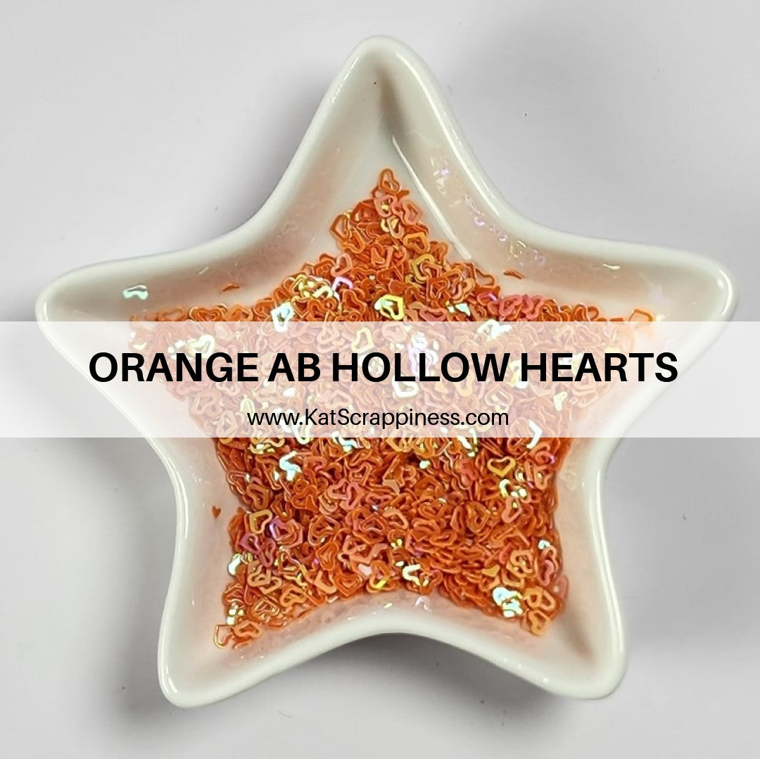 Orange AB Hollow Heart Sequins
