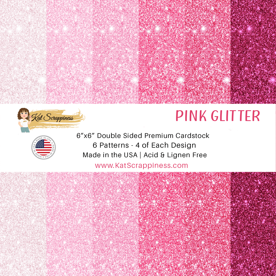 Pink Faux Glitter 6x6 Paper Pad - Kat Scrappiness