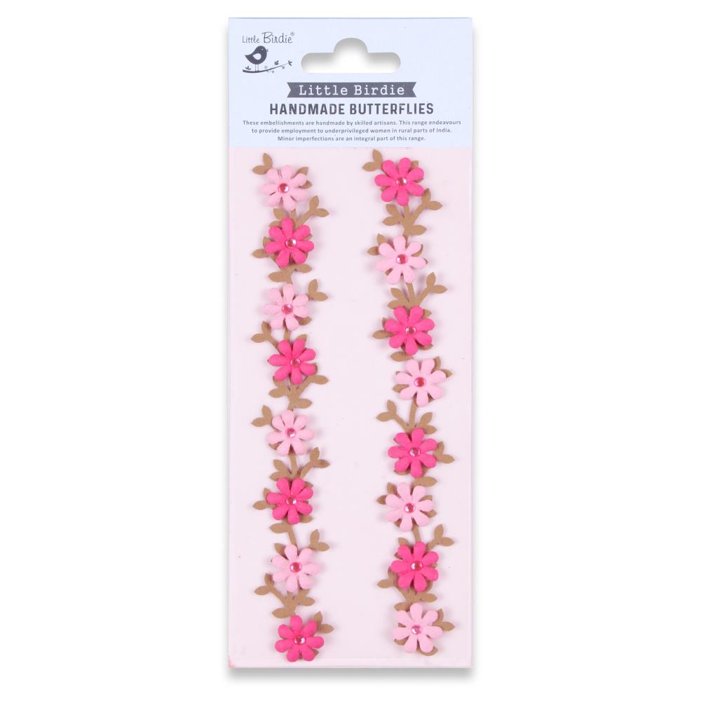 Pink Jewel Floral Vine 3d Handmade Embellishment Stickers