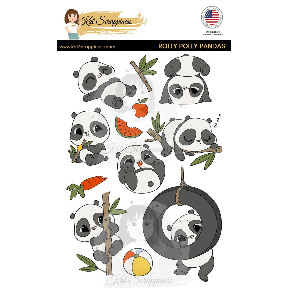 Rolly Polly Pandas Stamp Set – Kat Scrappiness