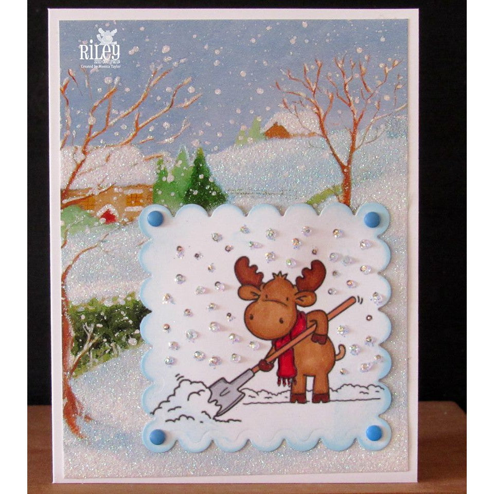 Shoveling Snow Riley Cling Stamp by Riley & Co