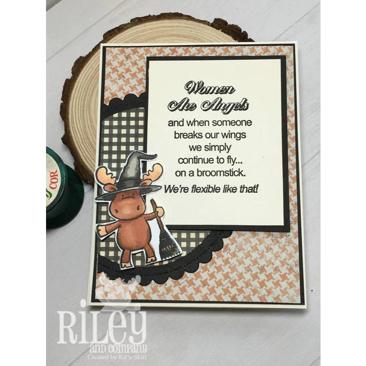 Standing Witch With Broom Cling Stamp by Riley & Co
