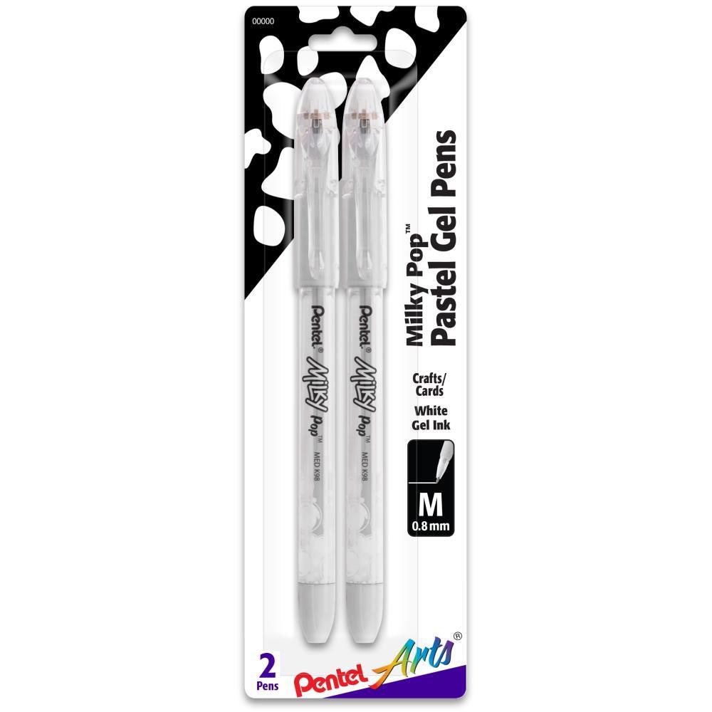 Pentel Milky Pop Pastel White Gel Pens .8mm 2/Pkg - CLEARANCE!