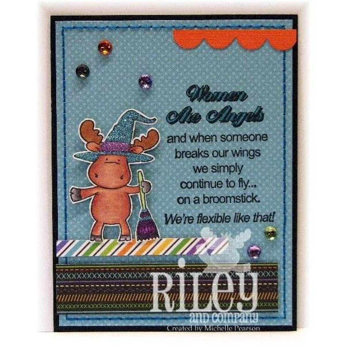 Standing Witch With Broom Cling Stamp by Riley & Co