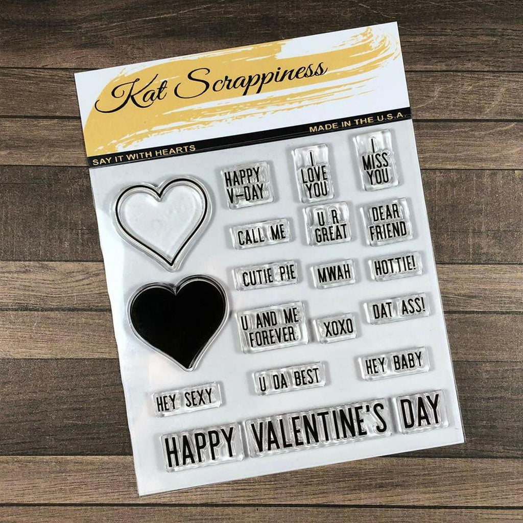 "Say It With Hearts" 4" x 4" Stamp & Die Bundle by Kat Scrappiness - Kat Scrappiness