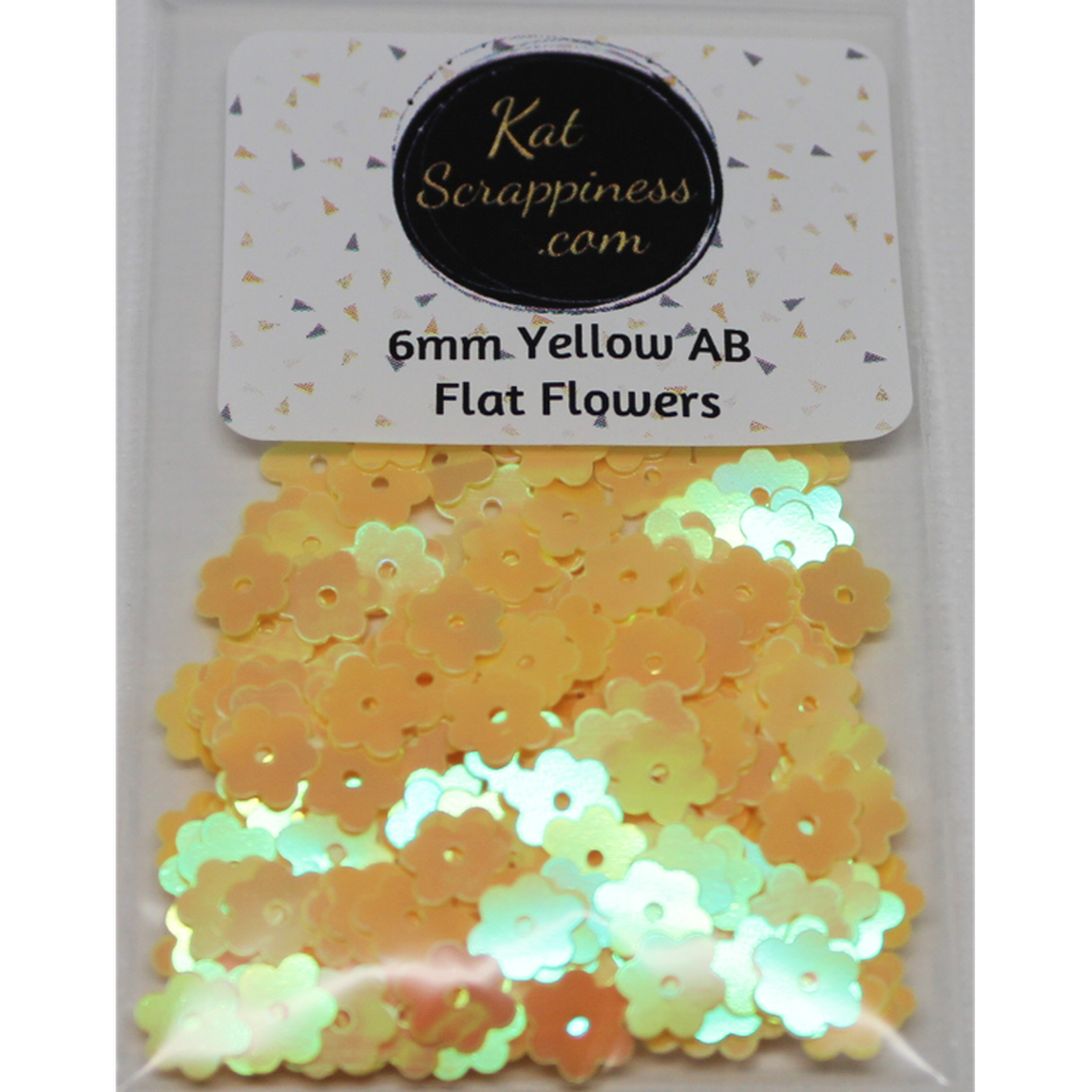 6mm Yellow AB Flat Flower Sequins Shaker Card Fillers - Kat Scrappiness