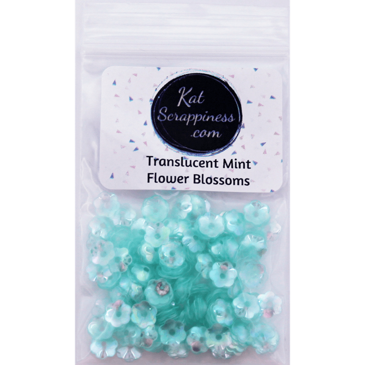 6mm Translucent Mint Flower Blossom Sequins - Kat Scrappiness