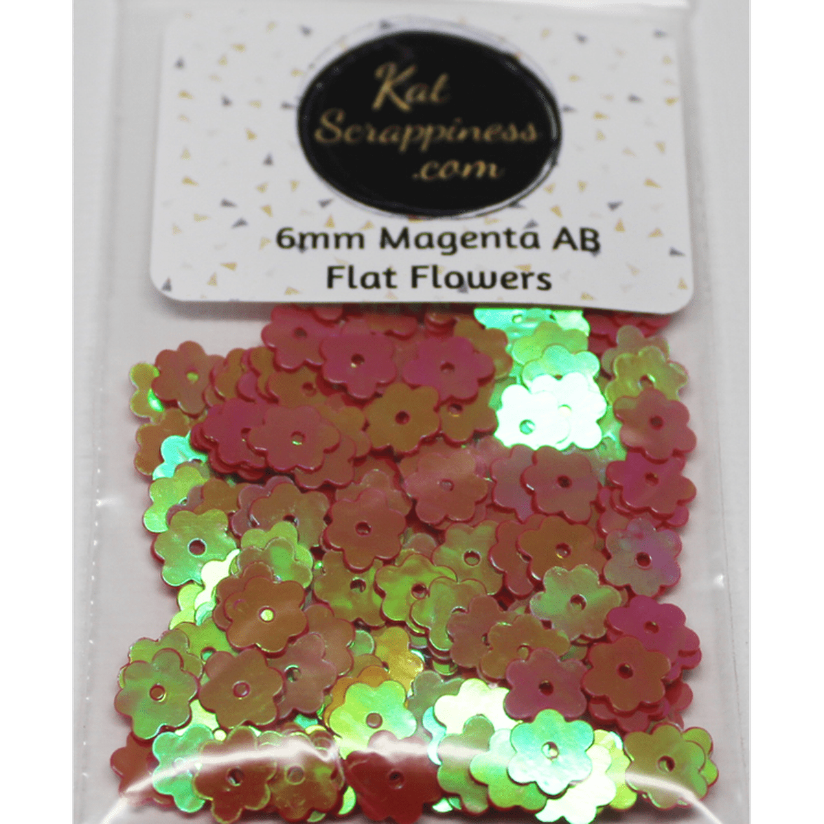 6mm Magenta AB Flat Flower Sequins Shaker Card Fillers - Kat Scrappiness