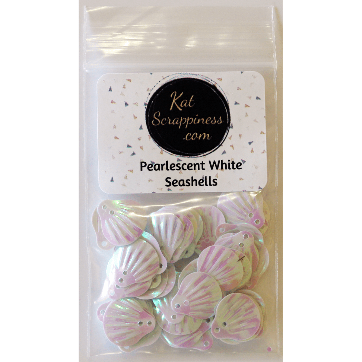 Pearlescent White Seashell Sequins by Kat Scrappiness - Kat Scrappiness