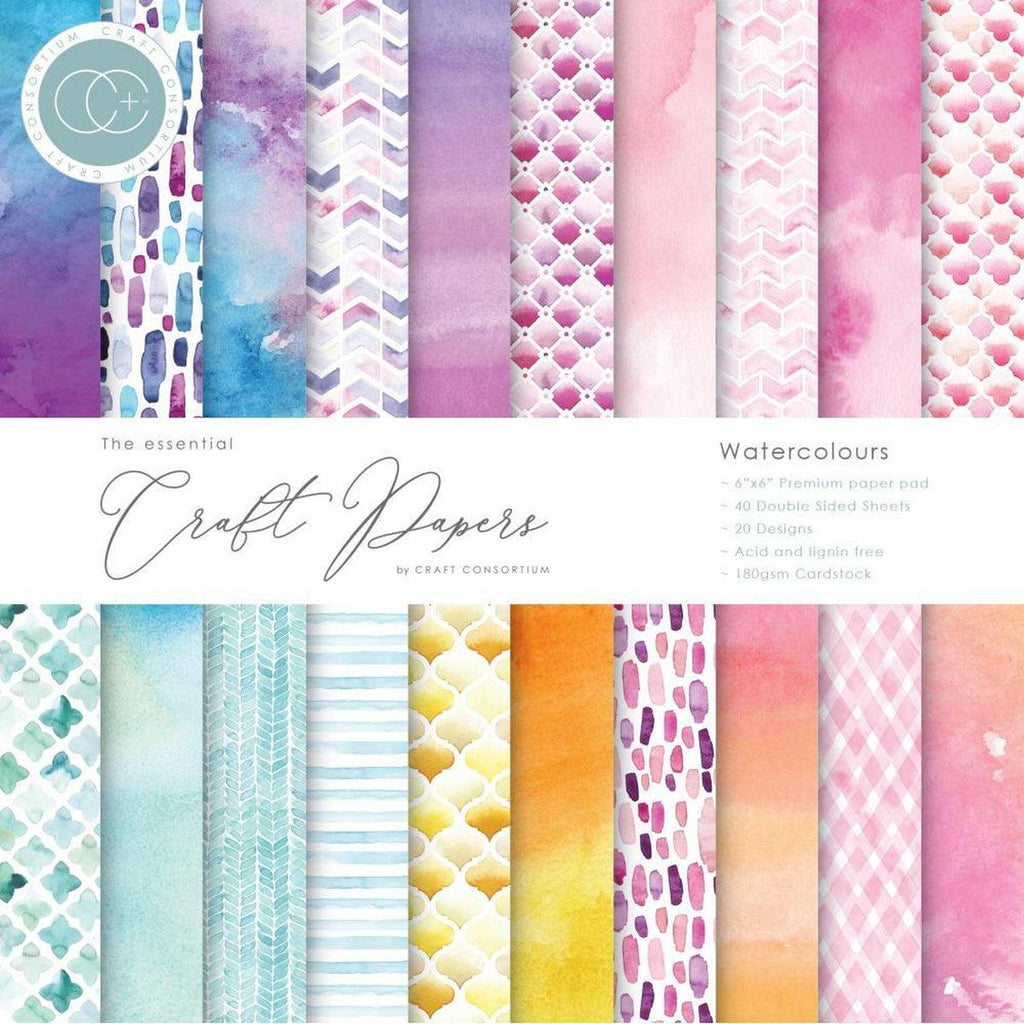 Craft Consortium Double-Sided Paper Pad 6"X6" 40/Pkg - Watercolors - Kat Scrappiness