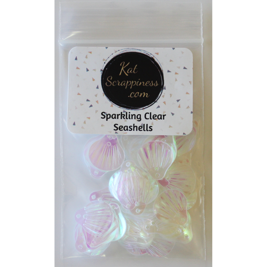 Sparkling Clear Seashell Sequins by Kat Scrappiness - Kat Scrappiness