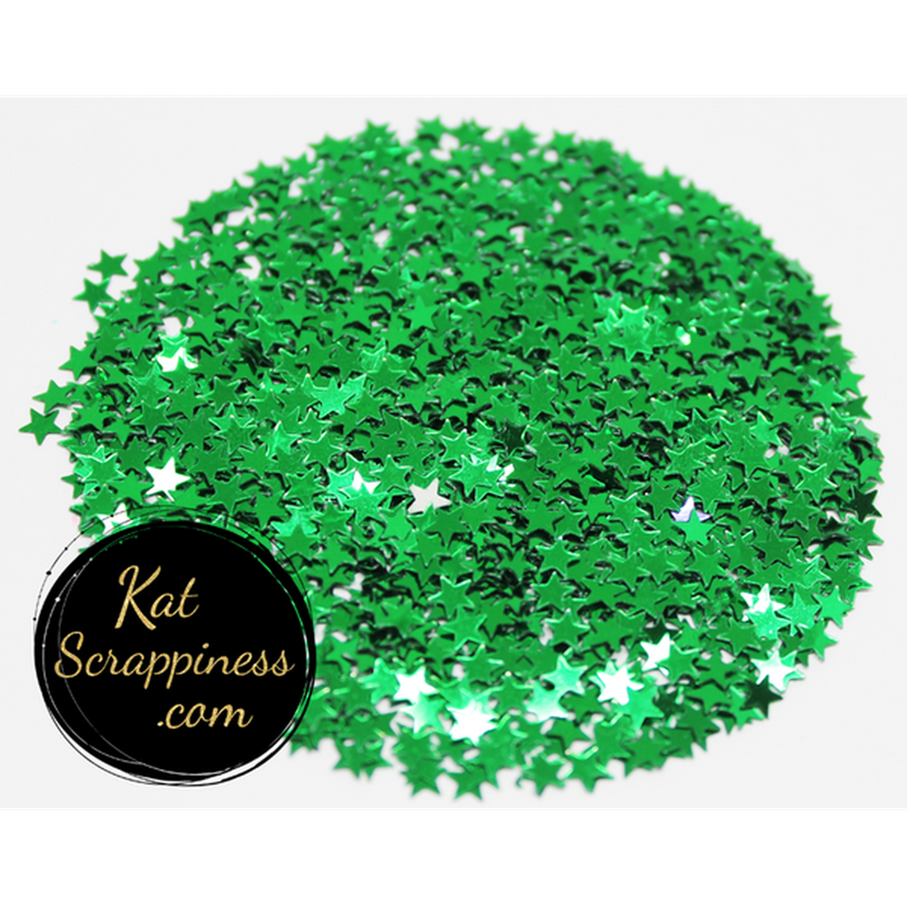 4mm Metallic Green Solid Star Sequins - Kat Scrappiness