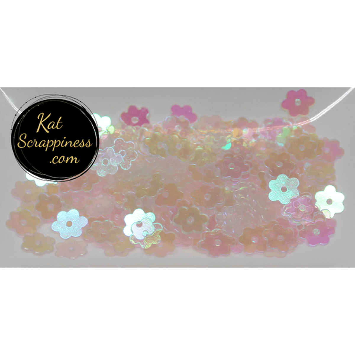 6mm Clear Flat Flower Sequins - Kat Scrappiness