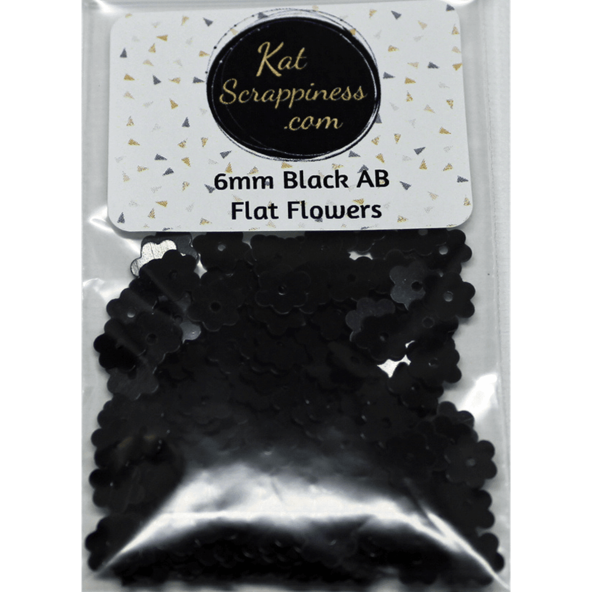 6mm Black Flat Flower Sequins Shaker Card Fillers - Kat Scrappiness