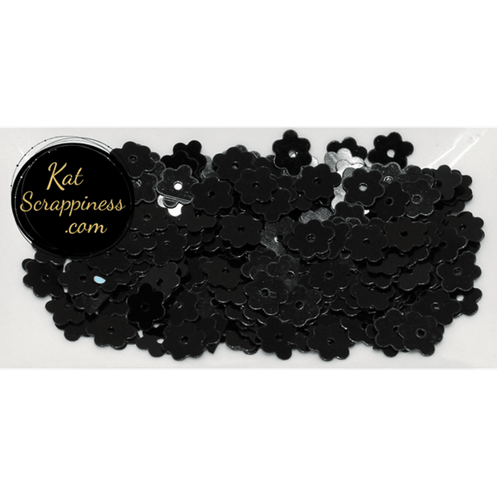 6mm Black Flat Flower Sequins Shaker Card Fillers - Kat Scrappiness