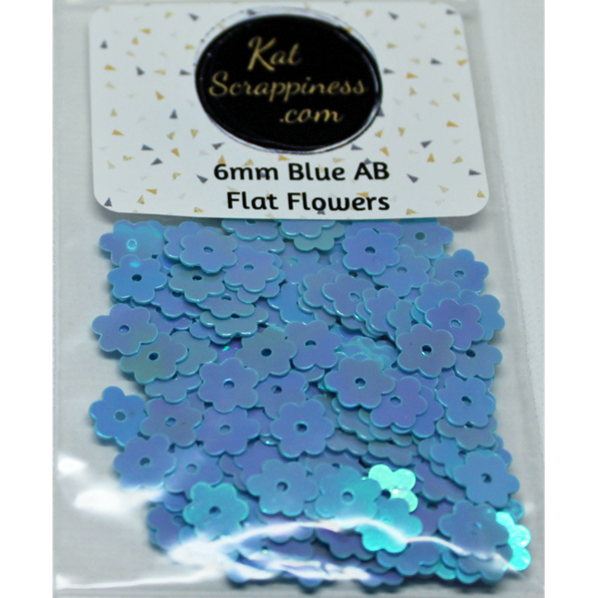 6mm Blue AB Flat Flower Sequins Shaker Card Fillers - Kat Scrappiness