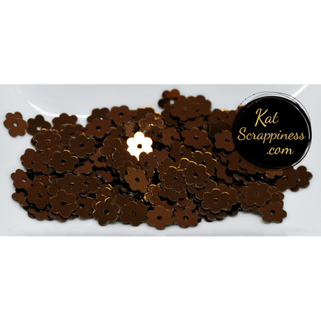 6mm Espresso Brown Flat Flower Sequins Shaker Card Fillers - Kat Scrappiness