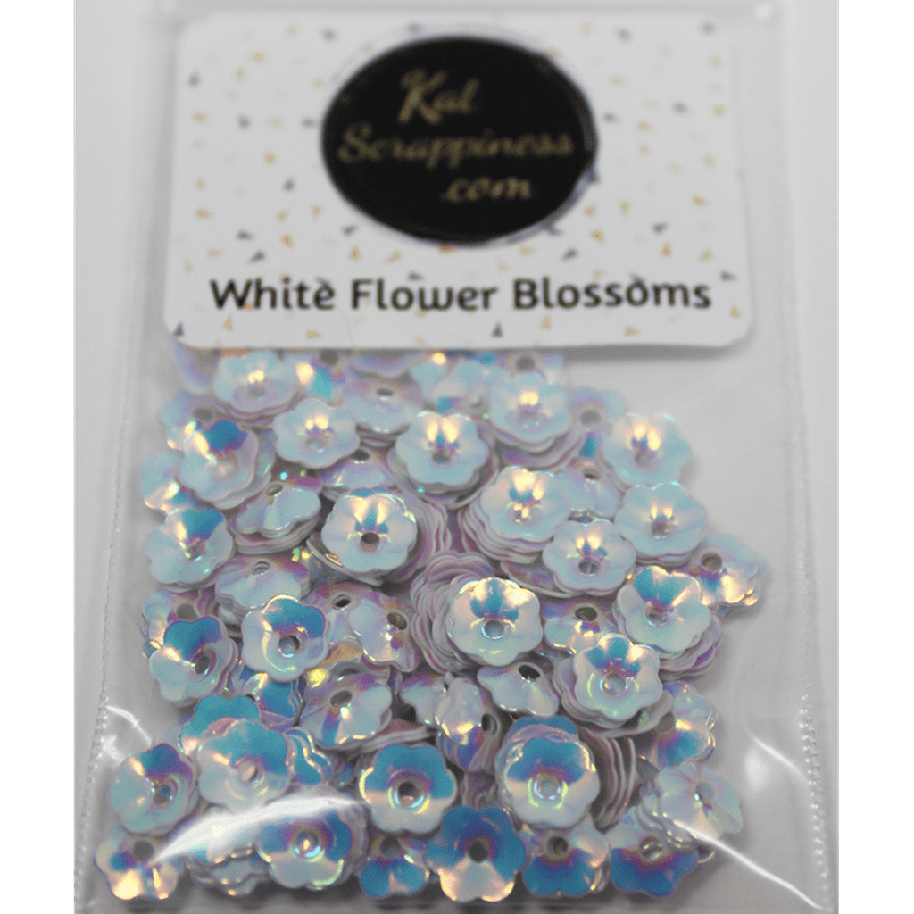 6mm White Flower Blossom Sequins Shaker Card Fillers - Kat Scrappiness