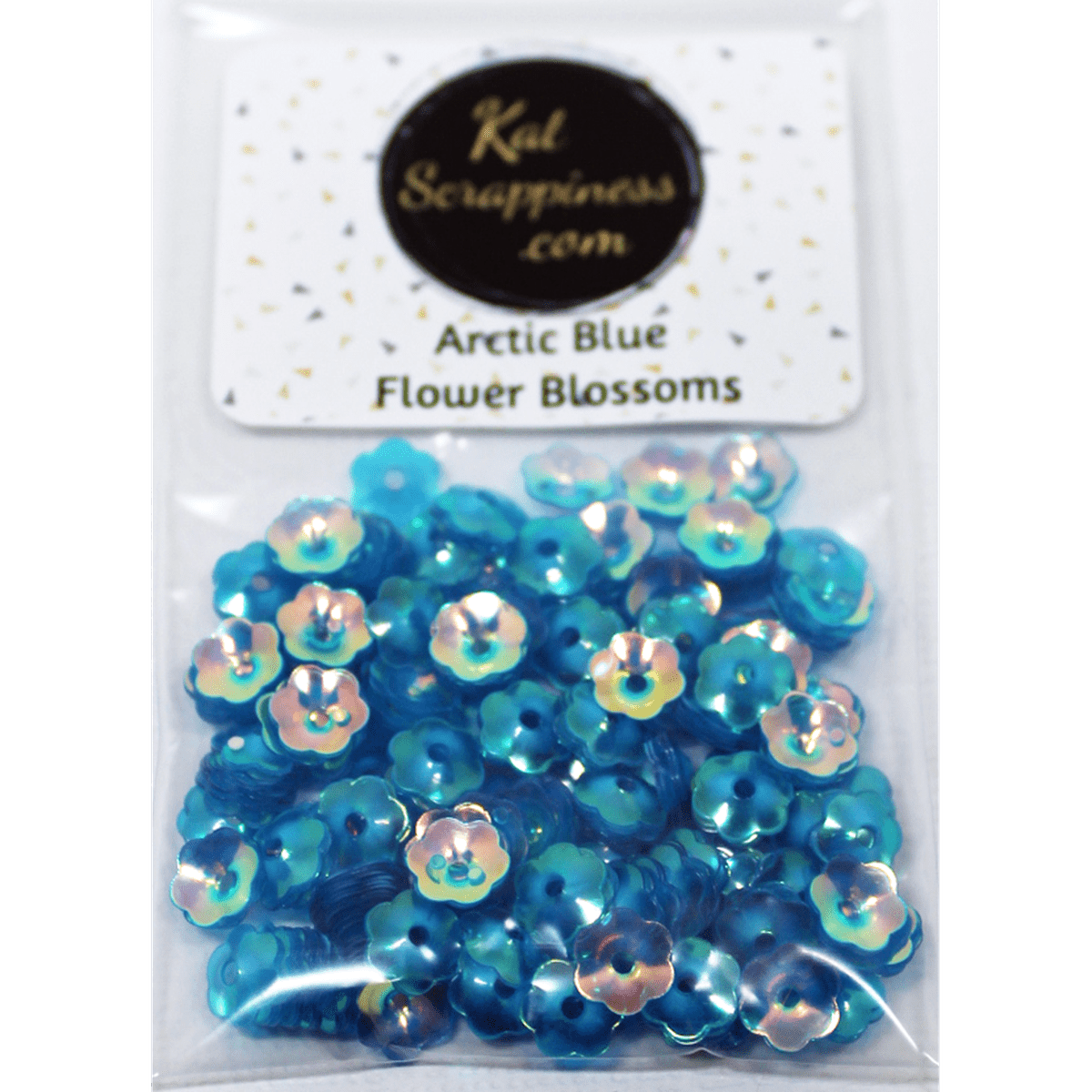 6mm Arctic Blue Flower Blossom Sequins Shaker Card Fillers - Kat Scrappiness