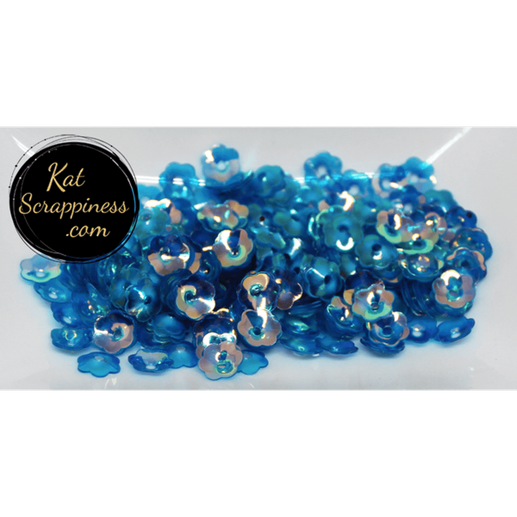 6mm Arctic Blue Flower Blossom Sequins Shaker Card Fillers - Kat Scrappiness