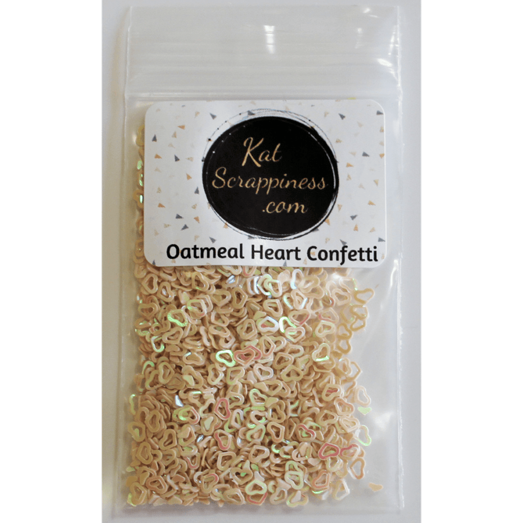 Oatmeal Hollow Heart Confetti - Kat Scrappiness