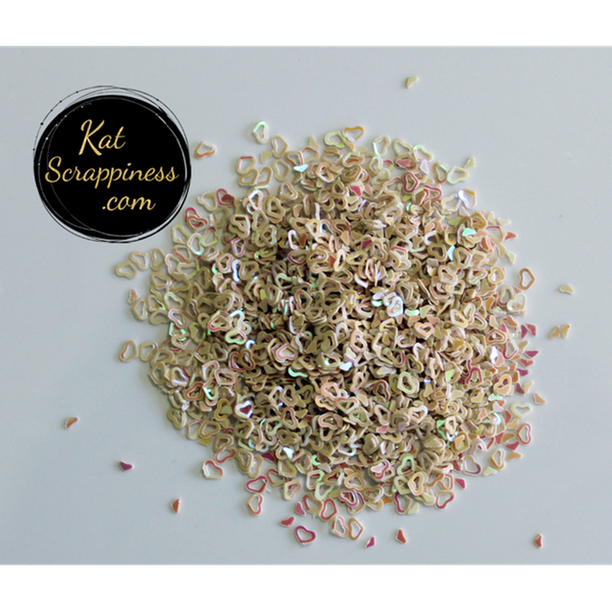 Oatmeal Hollow Heart Confetti - Kat Scrappiness