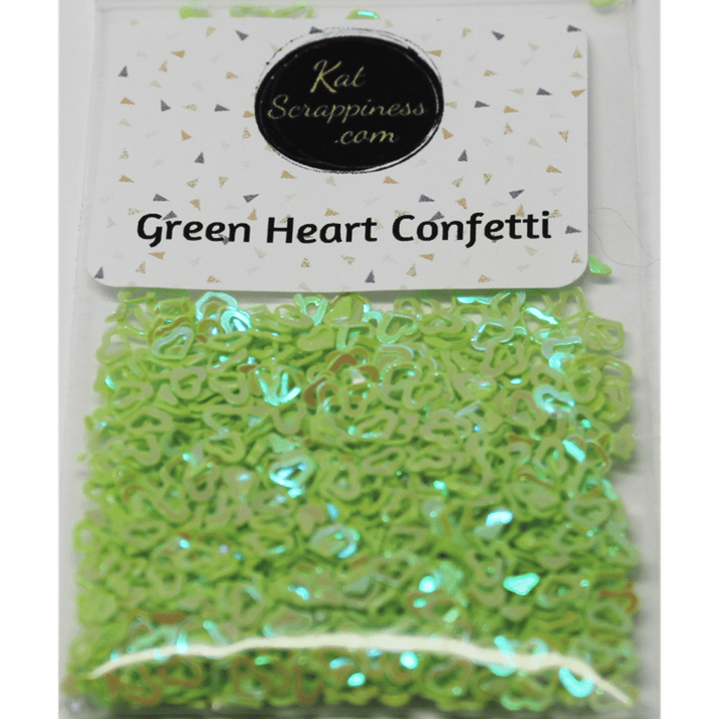 Green Heart Confetti Mix - Kat Scrappiness