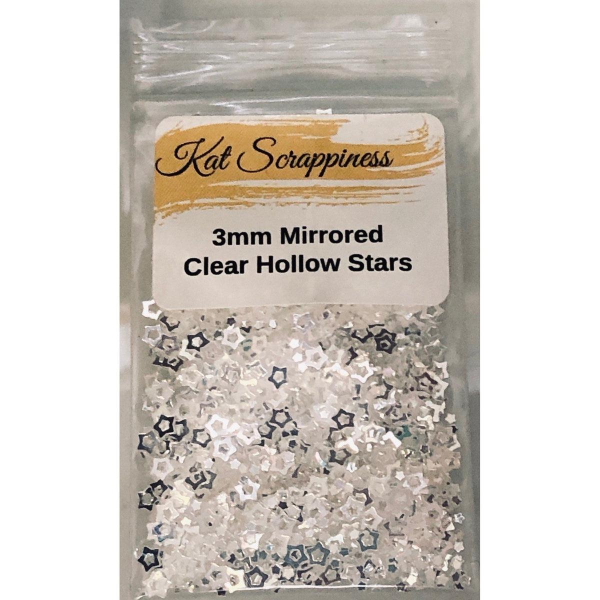 3mm Mirrored Clear Hollow Star Sequins - Kat Scrappiness