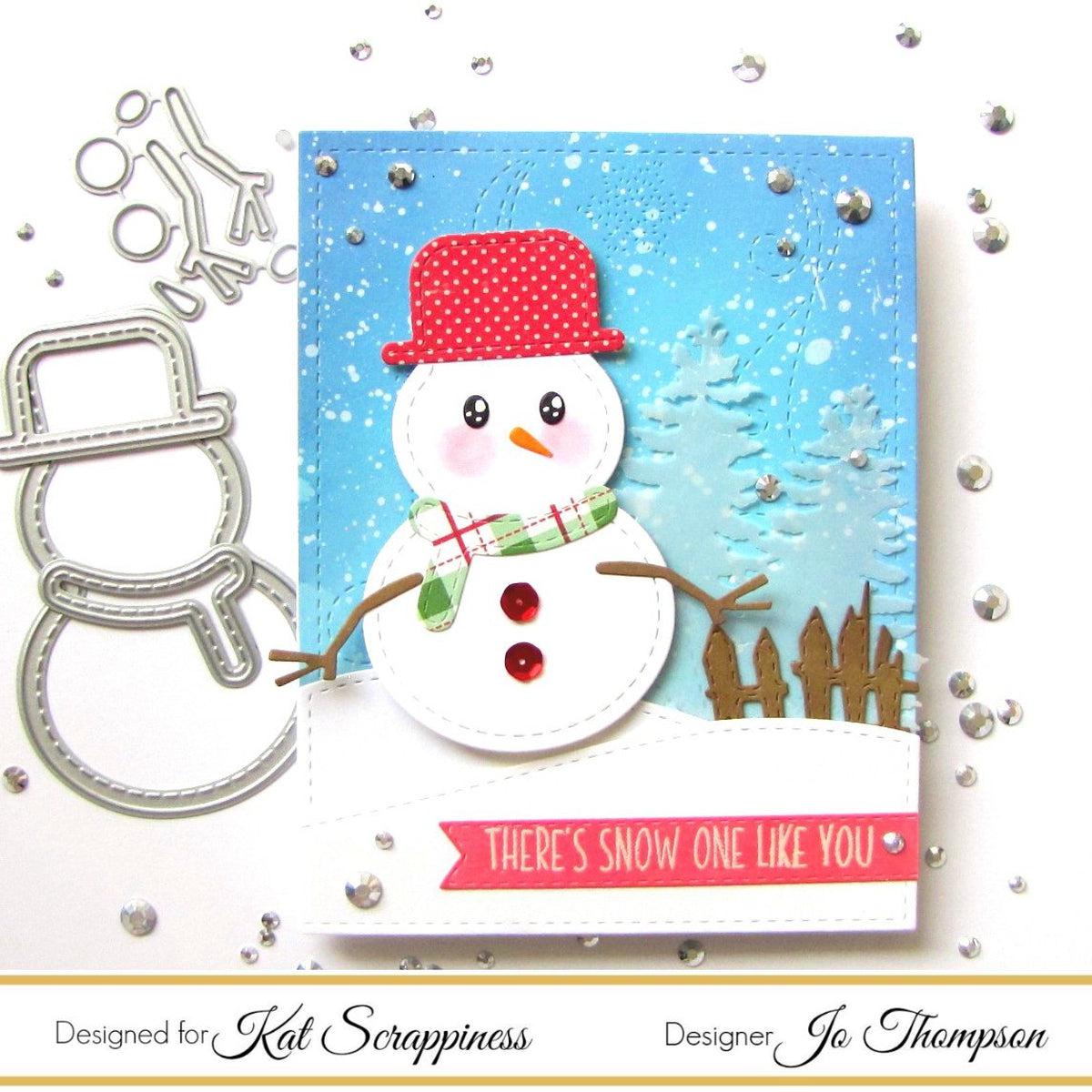 Stitched &amp; Layered Snowman Die by Kat Scrappiness - Kat Scrappiness