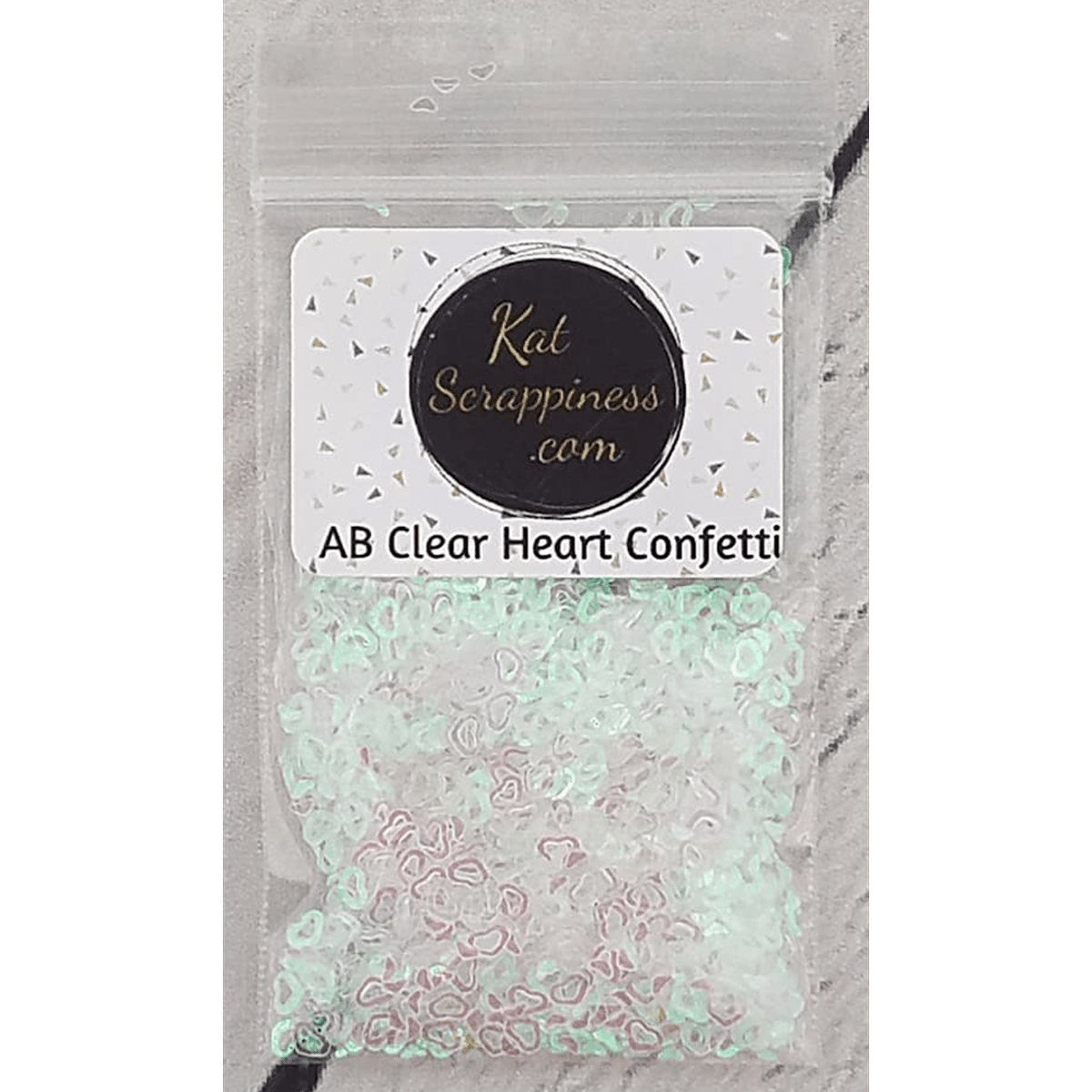 Clear AB Hollow Heart Confetti - Kat Scrappiness