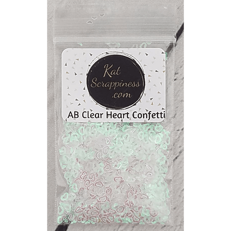 Clear AB Hollow Heart Confetti - Kat Scrappiness